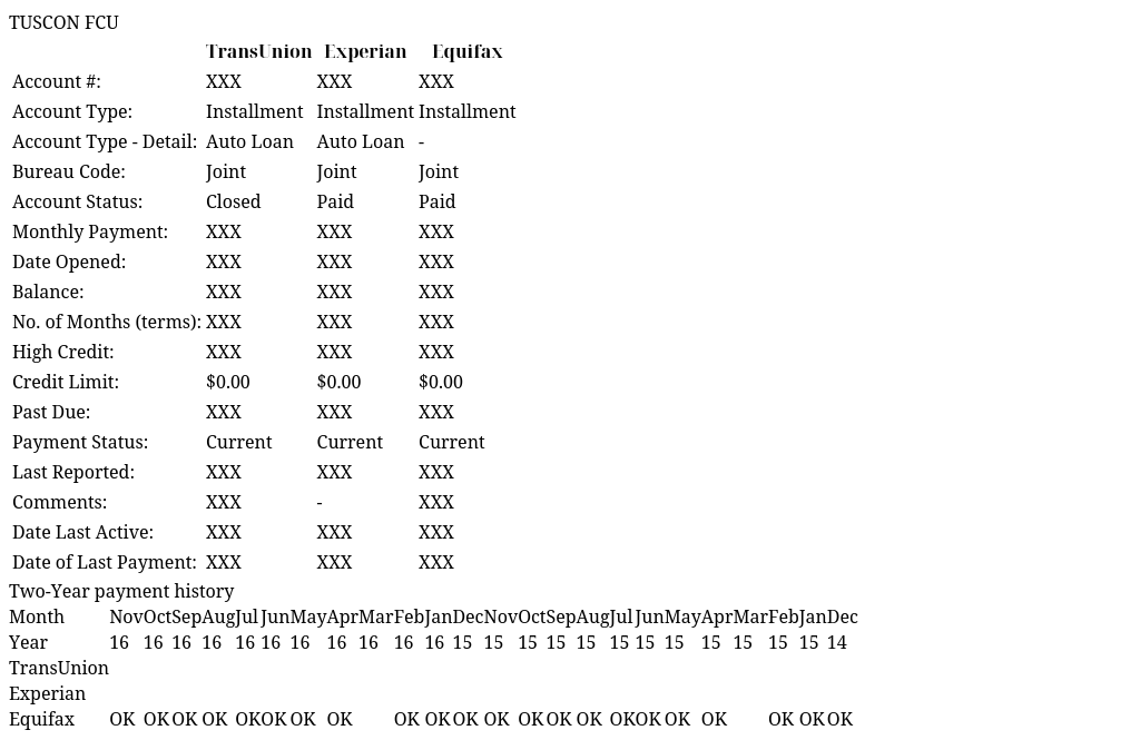 TUSCON FCU IdentityIQ Report